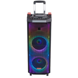 Aiwa KBTUS-710MKII Altavoz de Fiesta con 90W RMS, Iluminación RGB y 2 Micrófonos Inalámbricos, Negro